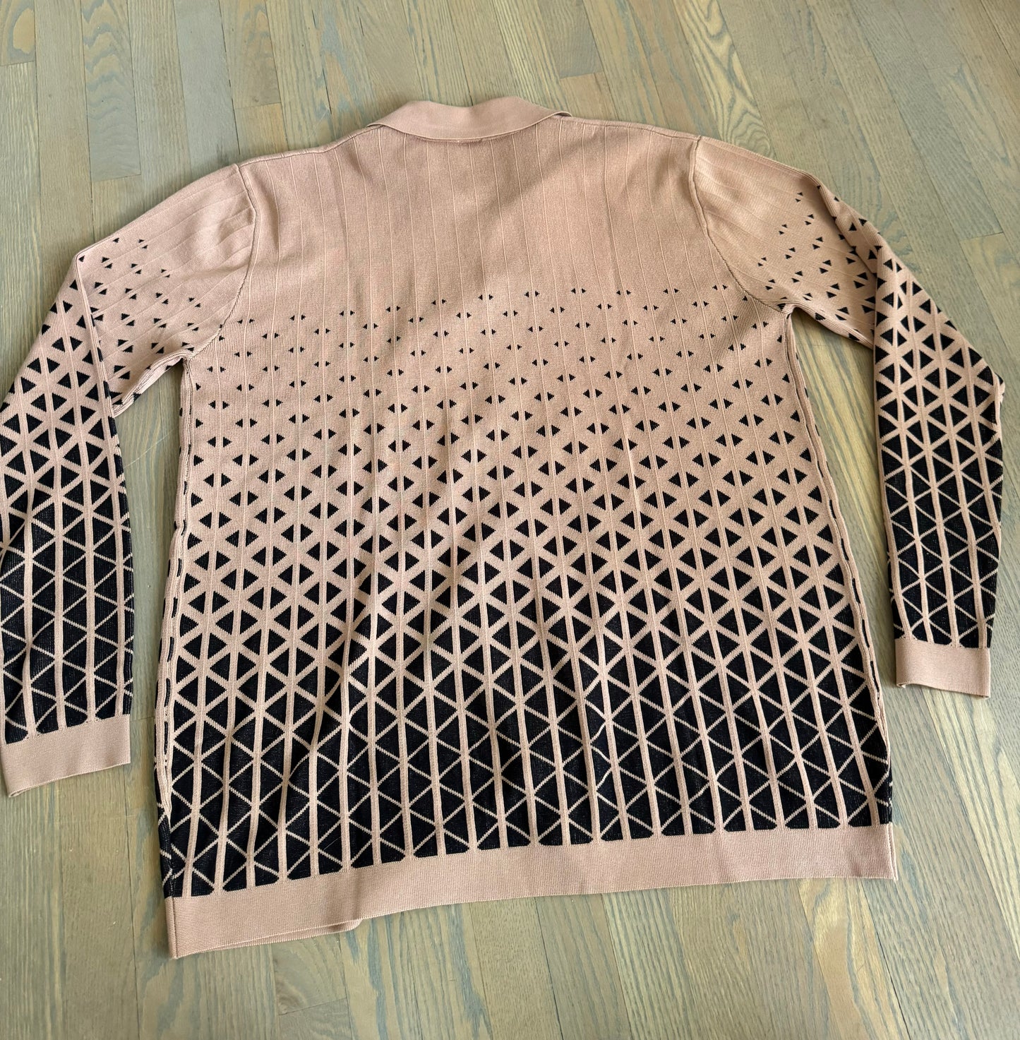 tan/black triangle button up cardigan - 5XL