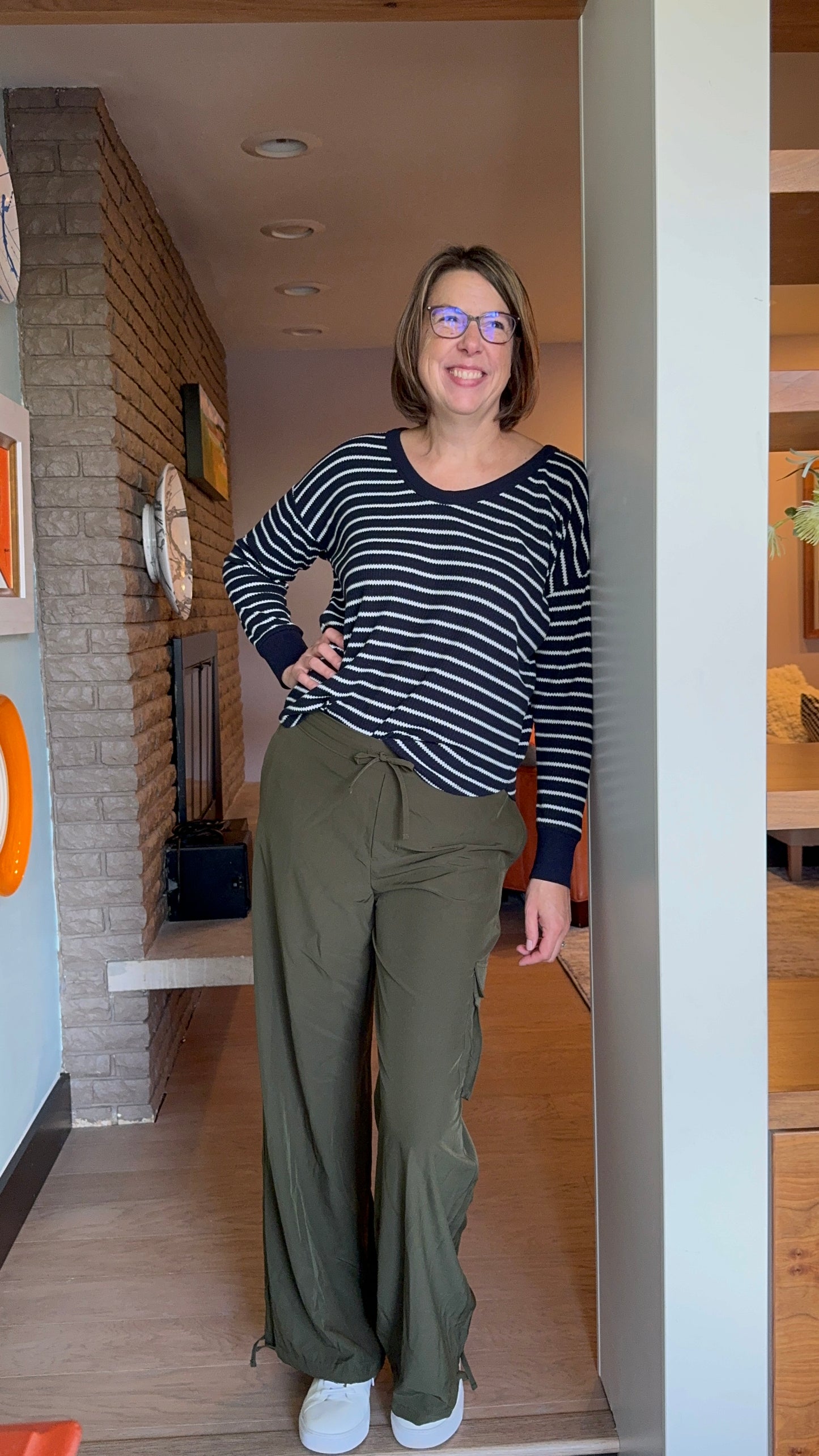 Lou & Grey navy/white thermal top - size Medium