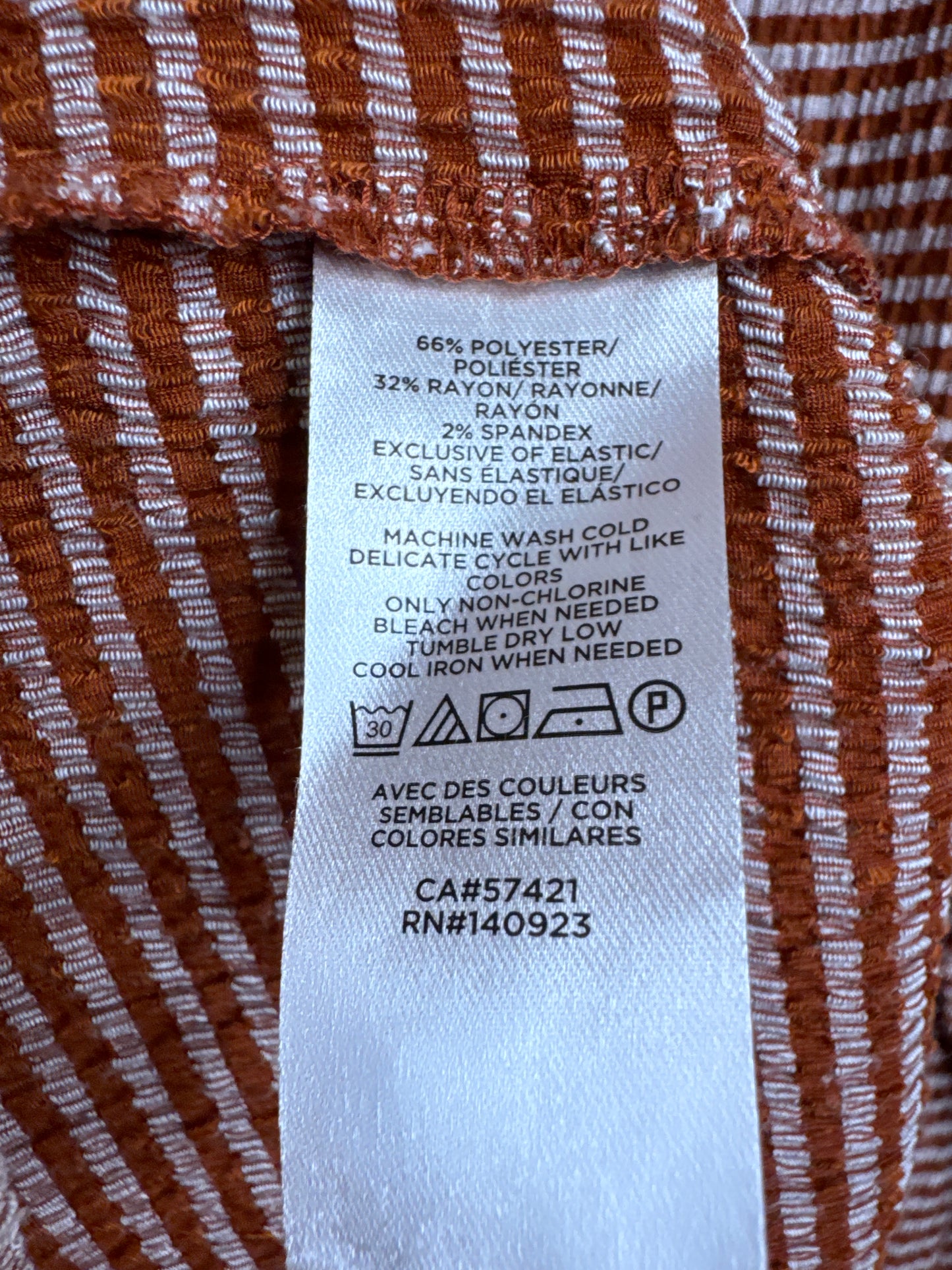 rust stripe short sleeve blouse - XL