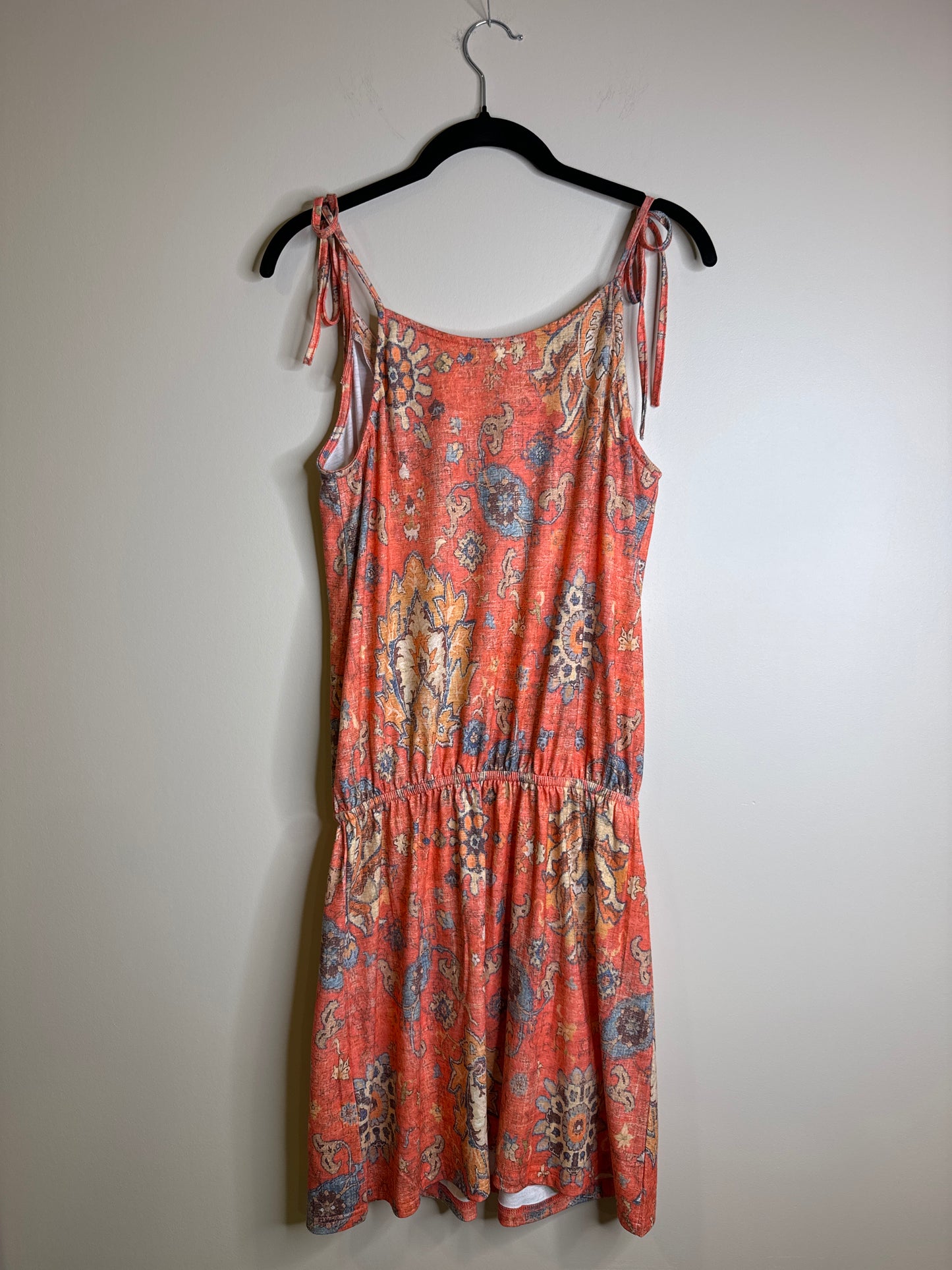 coral ikat tank dress - small