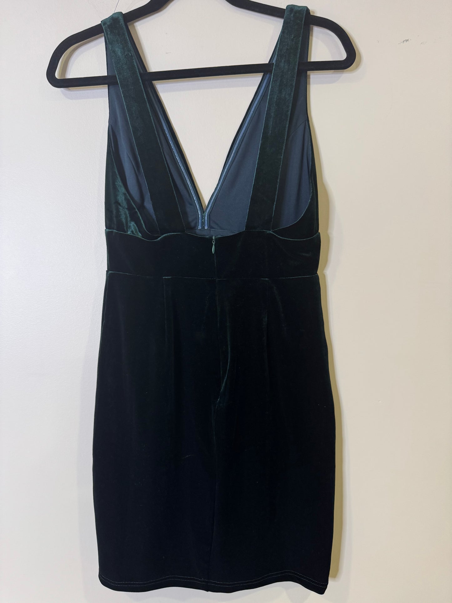 deep green velvet mini dress - medium