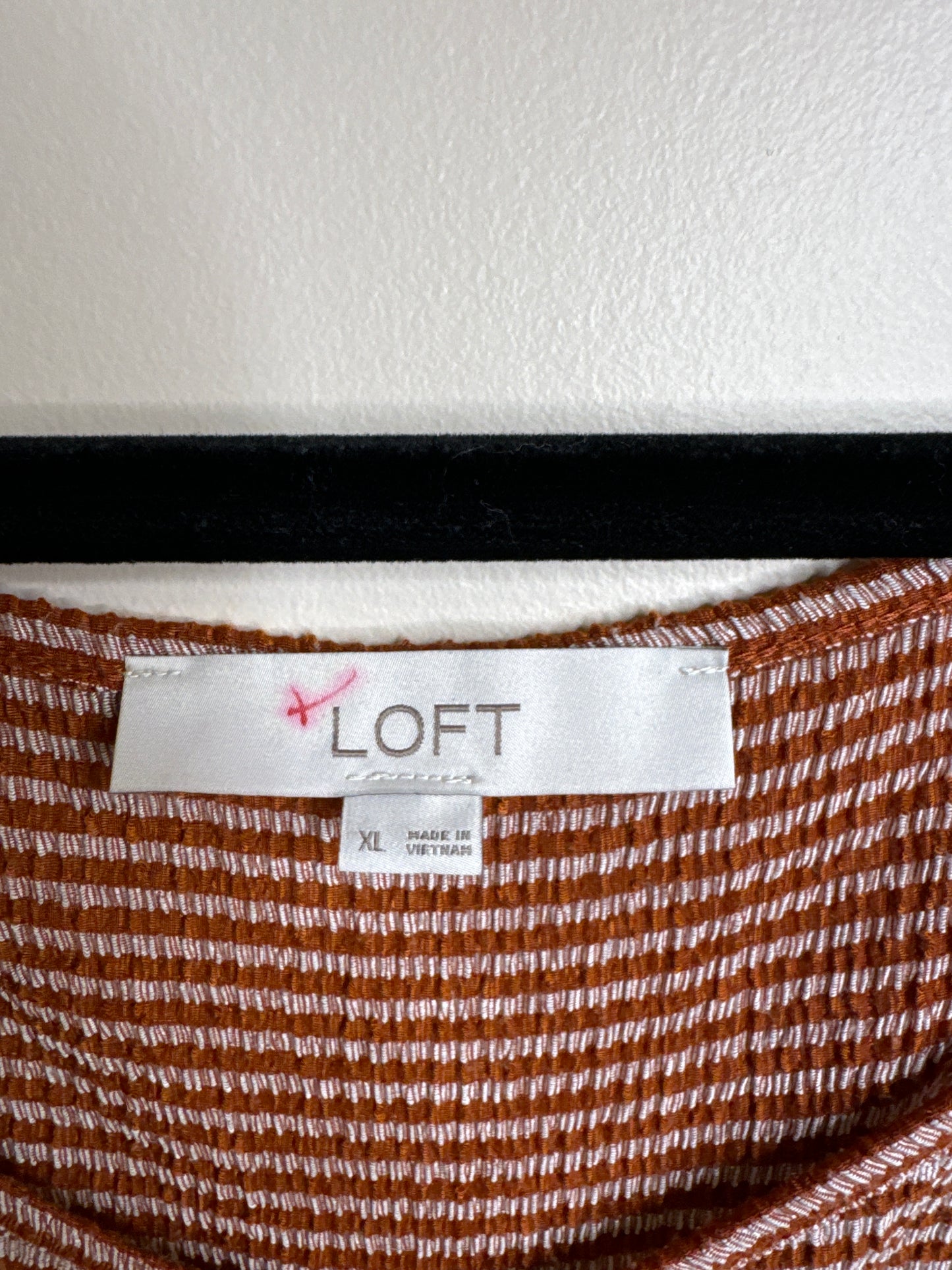 rust stripe short sleeve blouse - XL