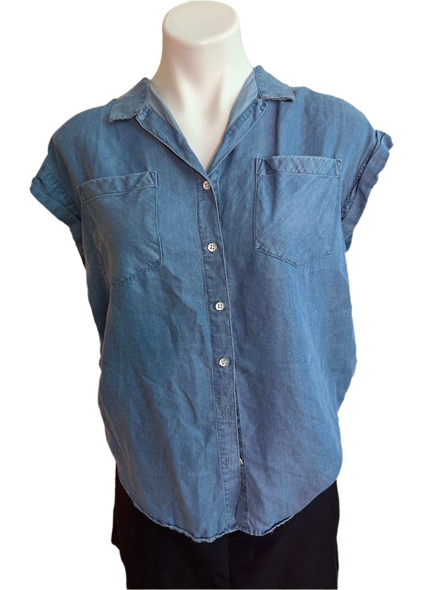 cap sleeve denim shirt - size 2