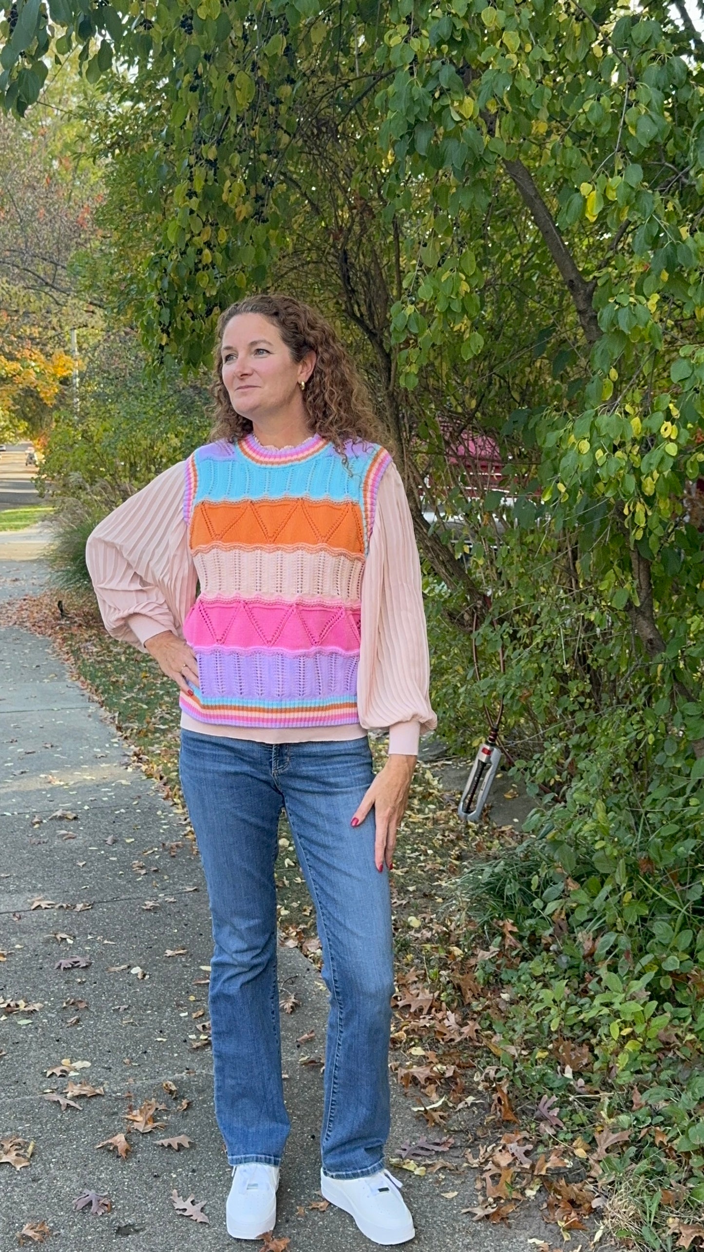 textured sweater vest - 1X