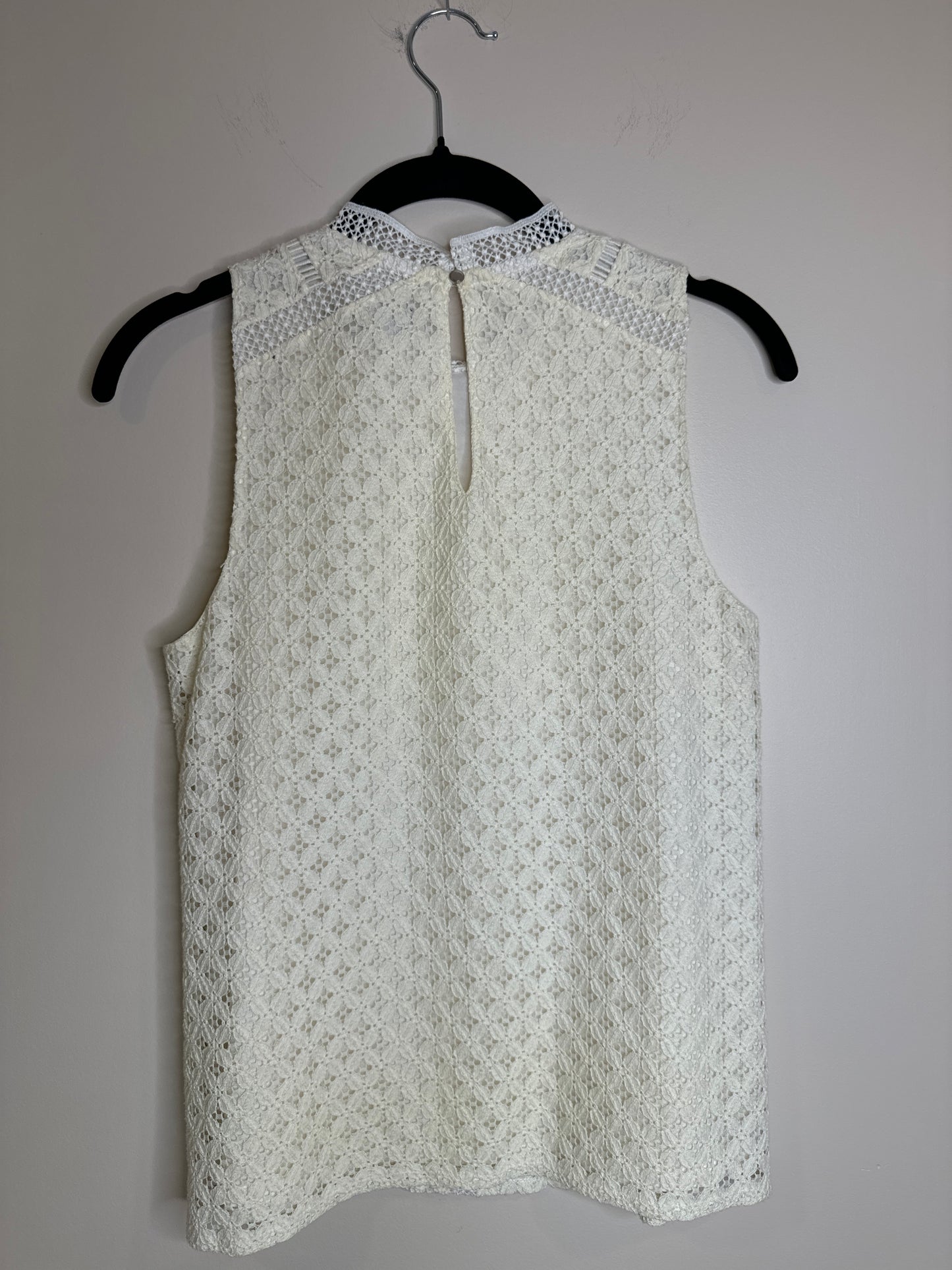 cream sleeveless lace tank - XS