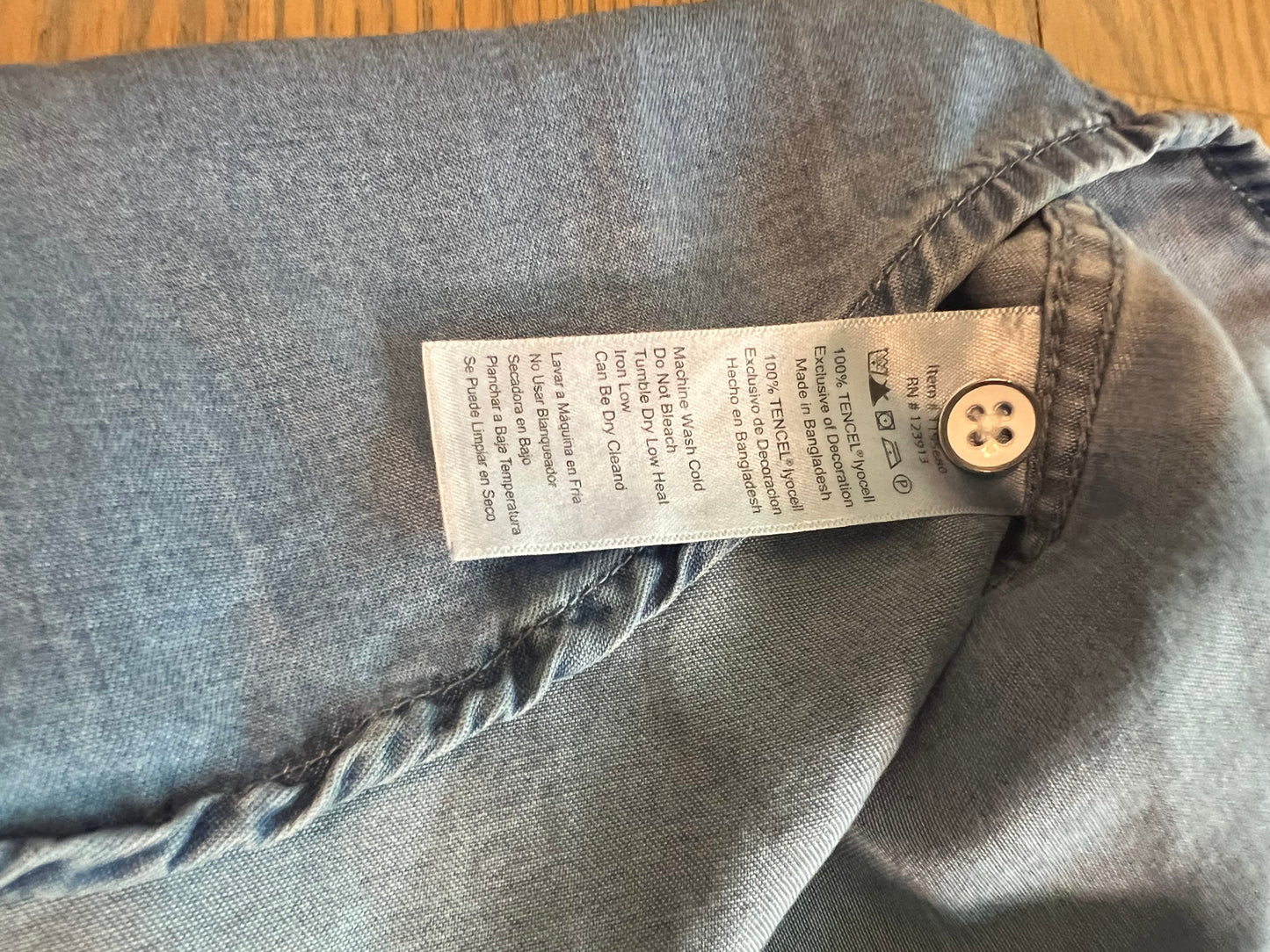 cap sleeve denim shirt - size 2