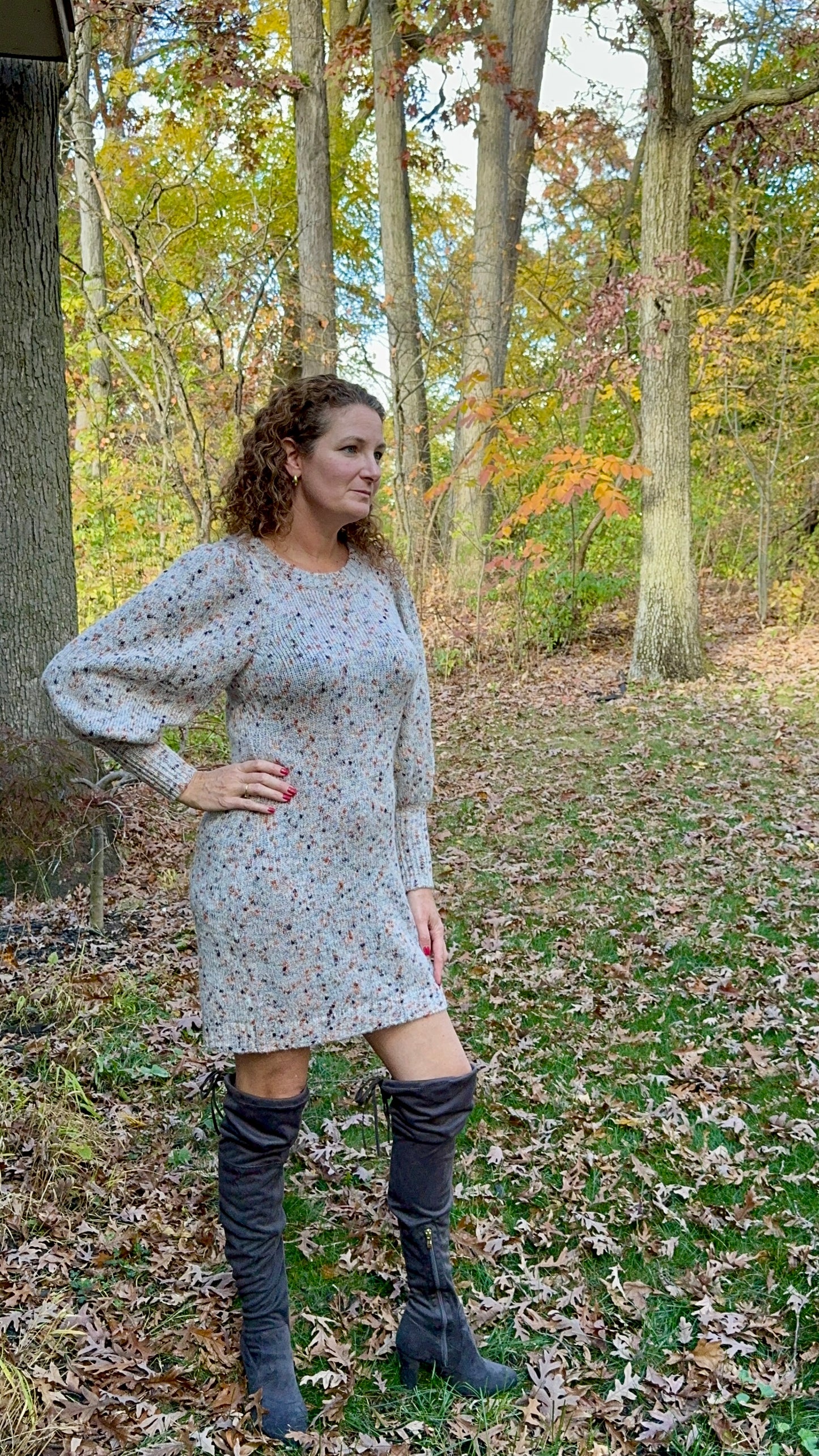 balloon arm sweater dress - small