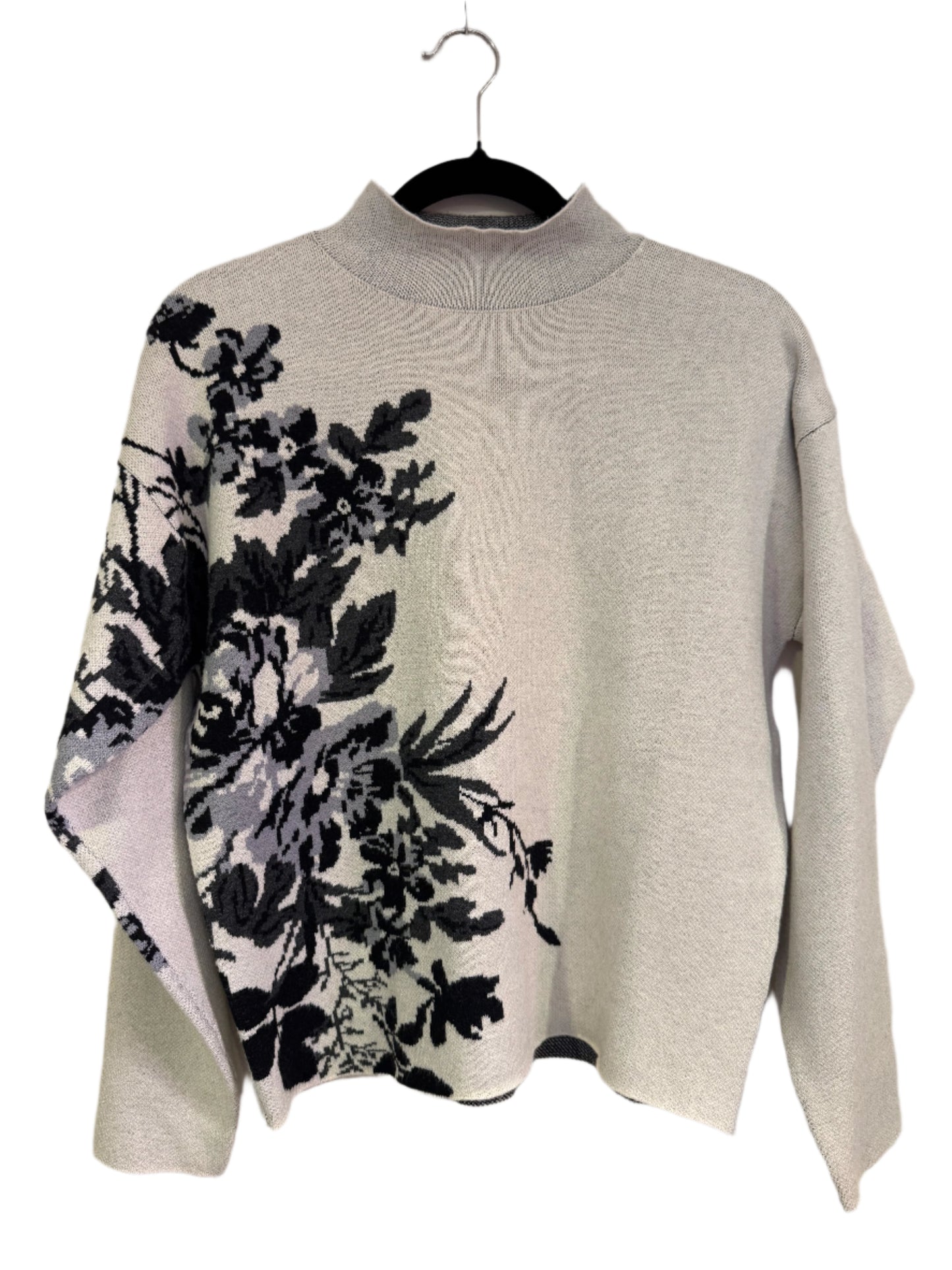 grey sweater with flowers - small