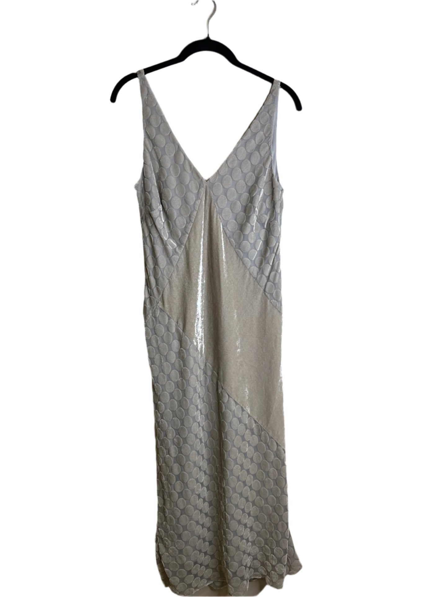 grey velvet dot midi dress - size 8