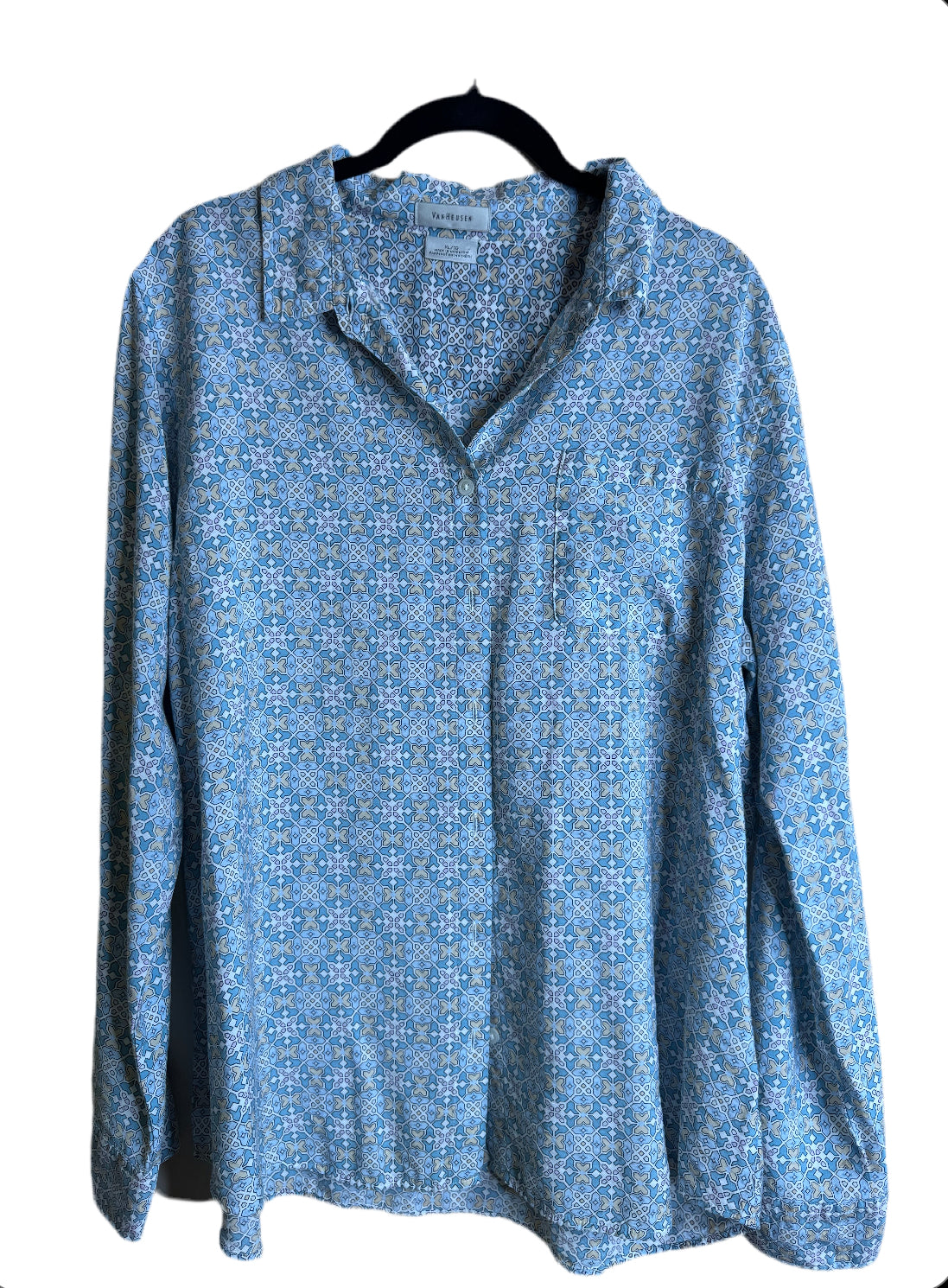 trellis print button up - XL