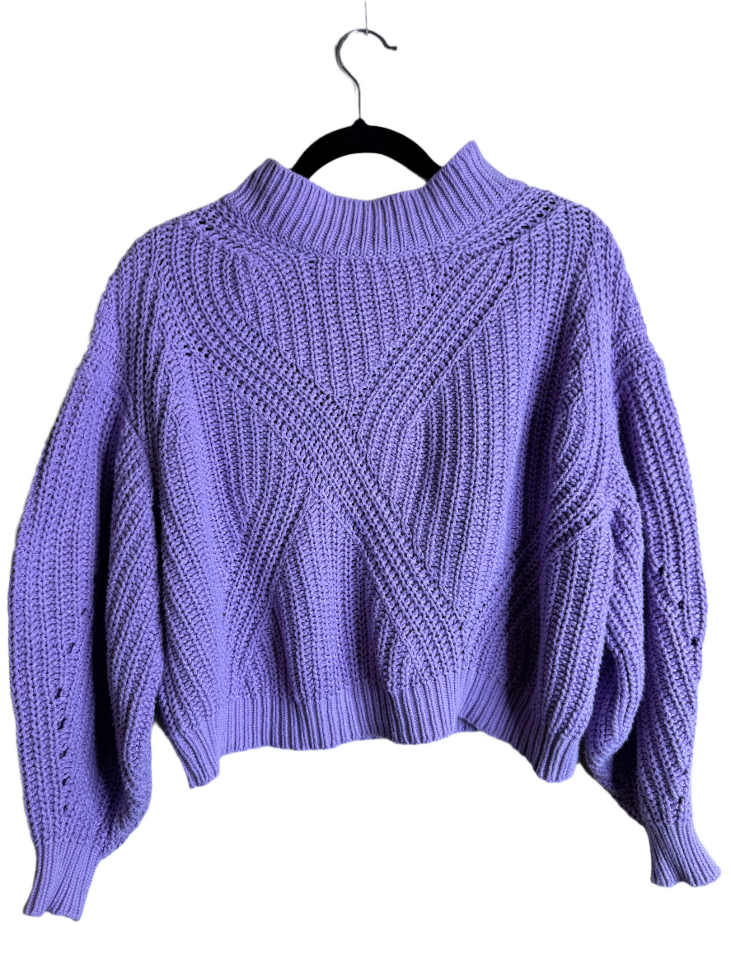 lavender balloon sleeve sweater - large