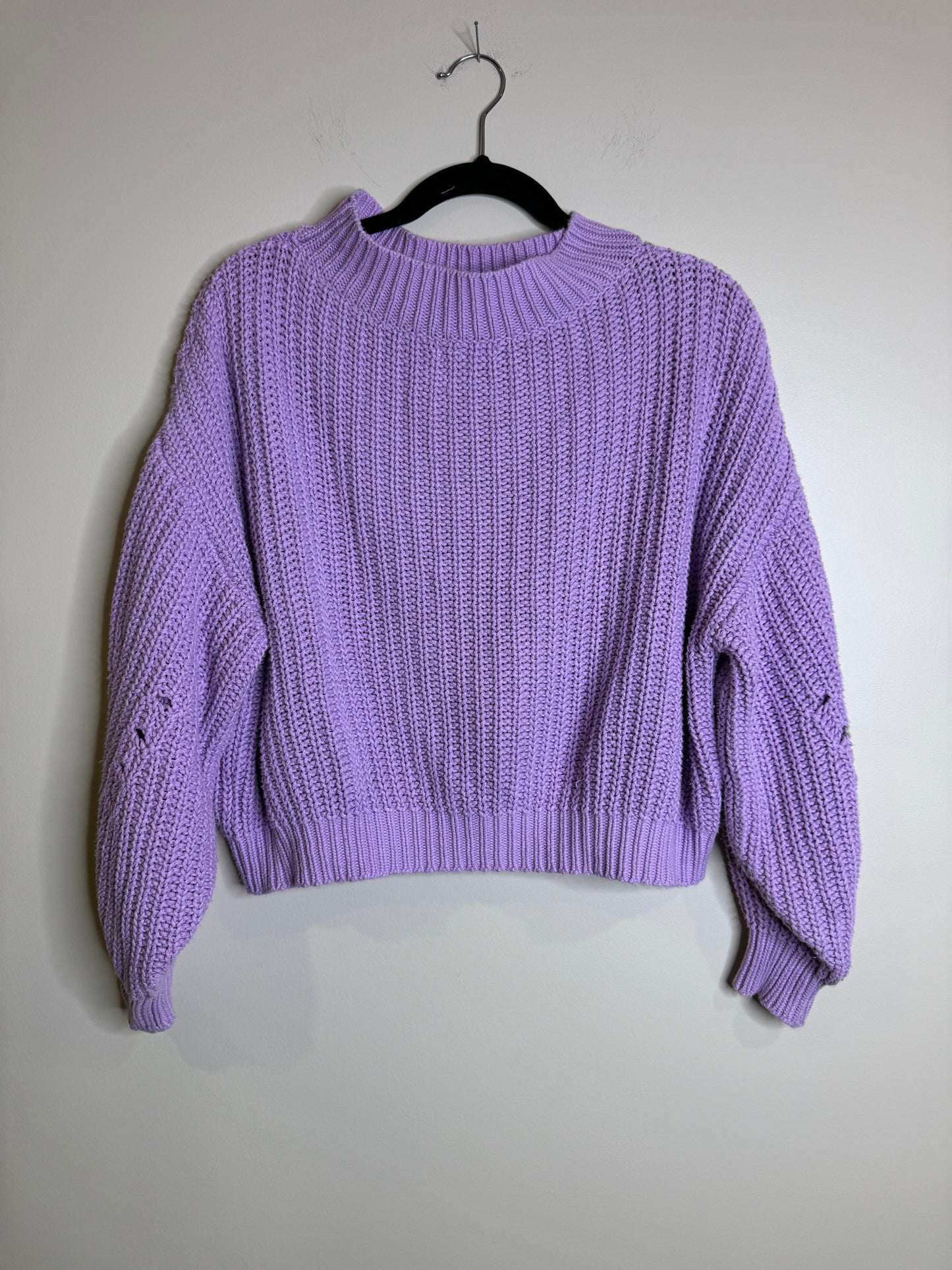 lavender balloon sleeve sweater - large