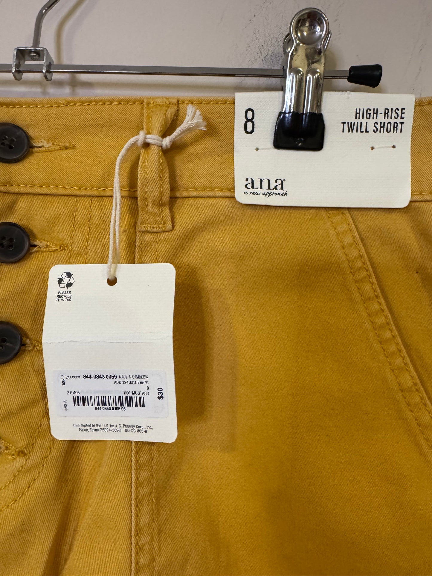 mustard short - size 8 NWT