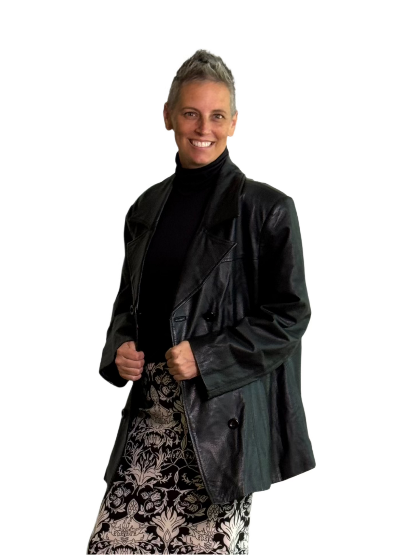 vintage black leather jacket - Large
