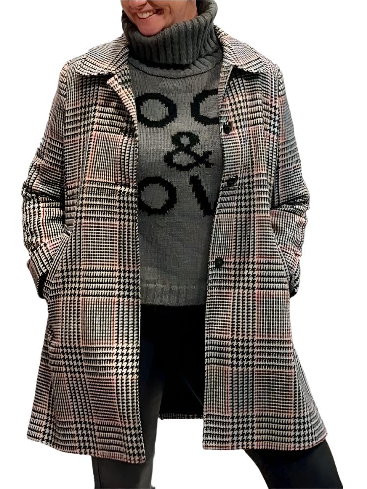 Tommy Hilfiger Houndstooth Glen Check Plaid Pea Coat - size 12