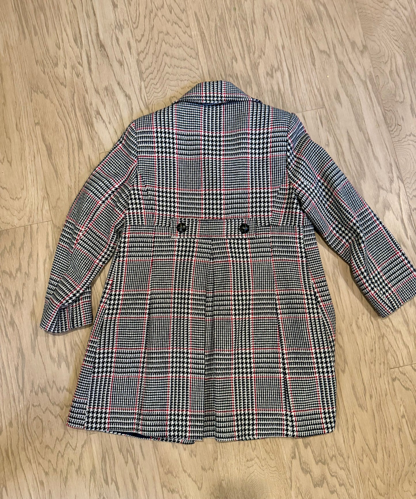 Tommy Hilfiger Houndstooth Glen Check Plaid Pea Coat - size 12