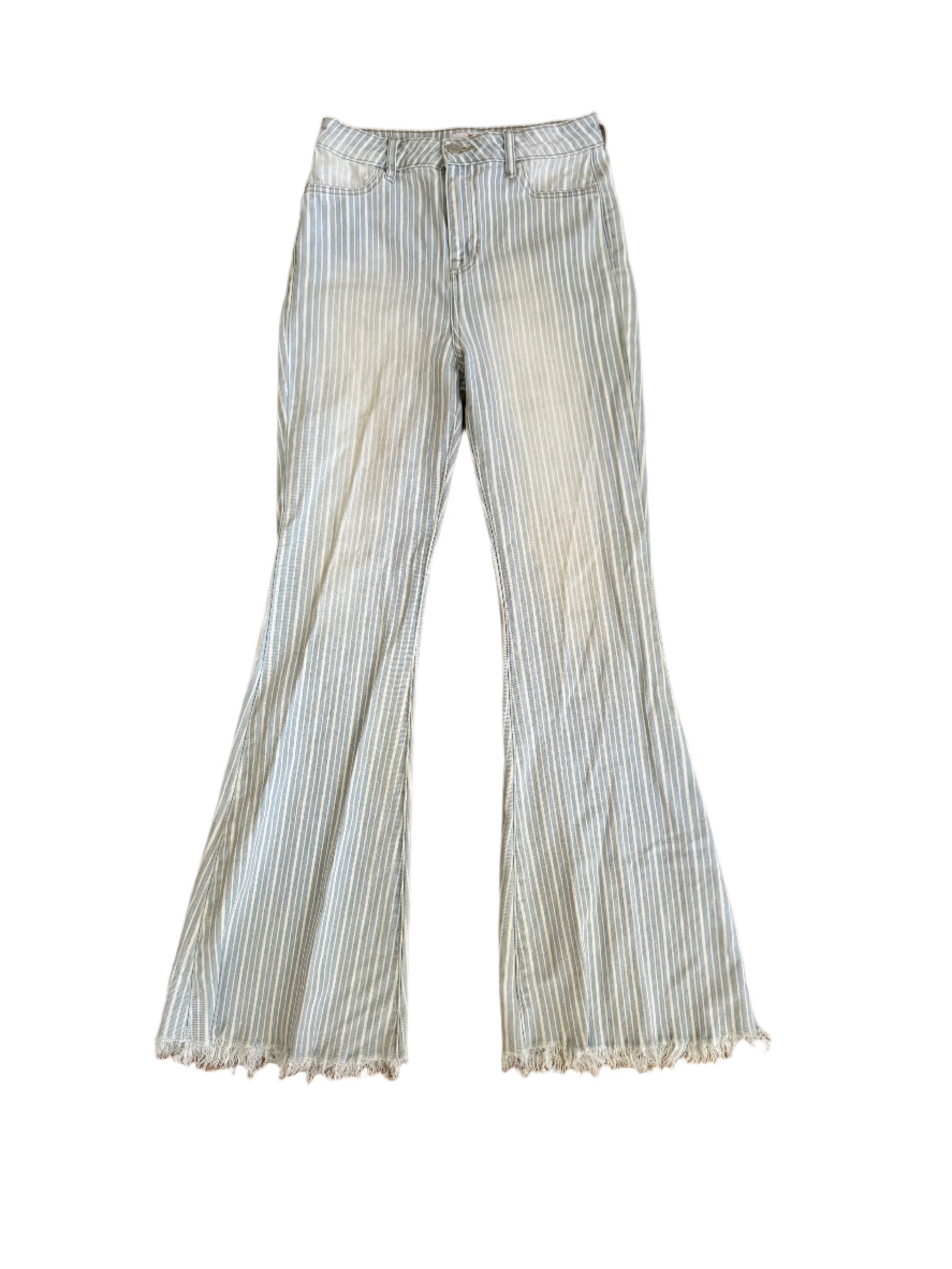 striped denim flare jeans - size 8 fits smaller!