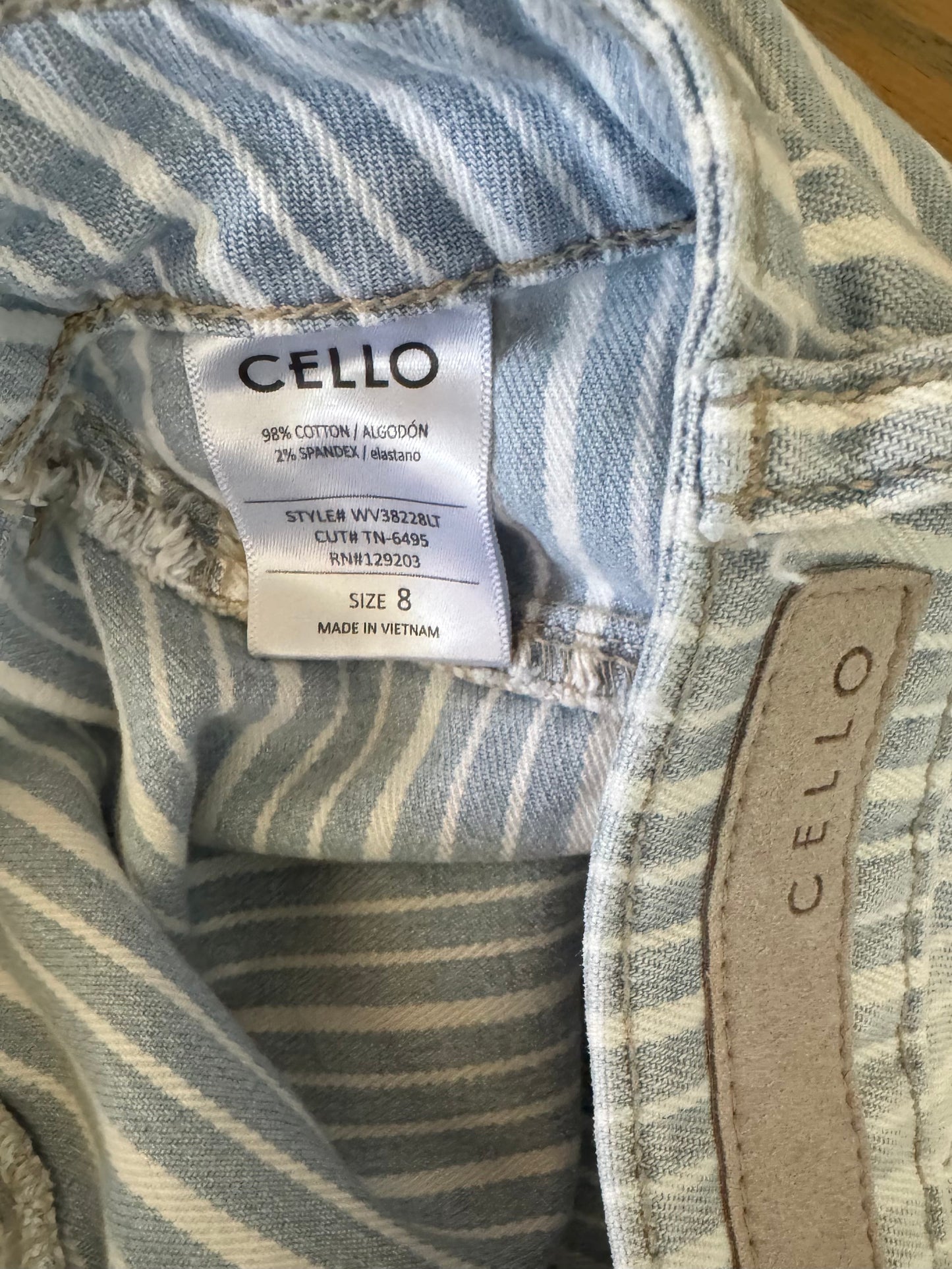 striped denim flare jeans - size 8 fits smaller!