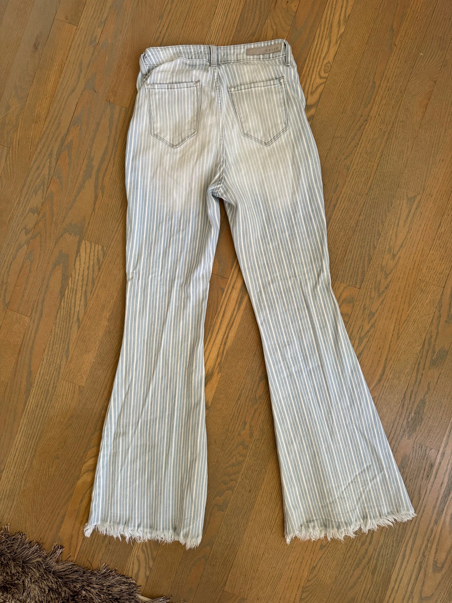 striped denim flare jeans - size 8 fits smaller!