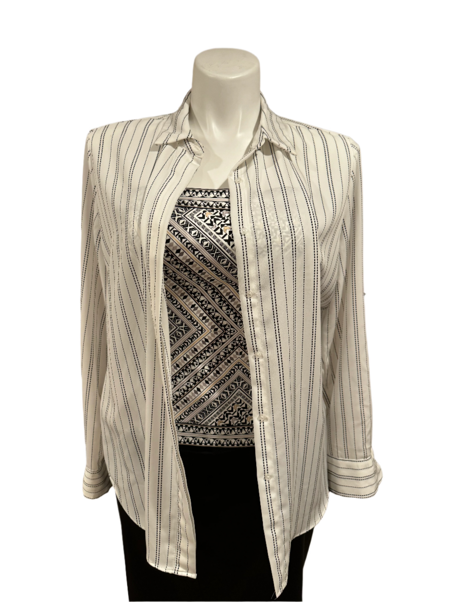 stripe long sleeve blouse - size XL
