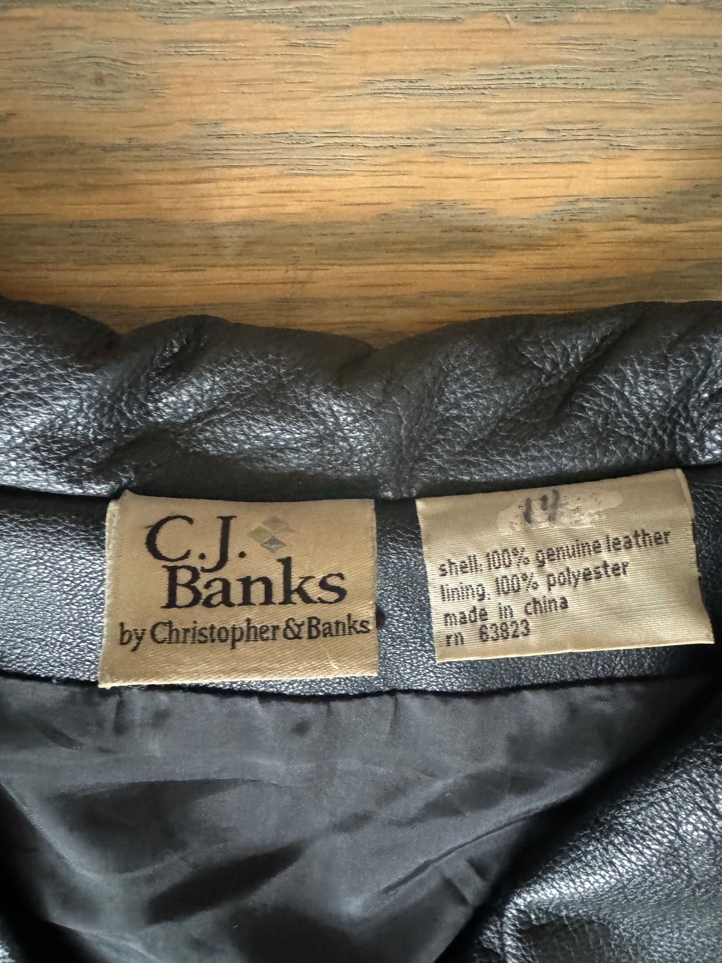 vintage black leather jacket - Large