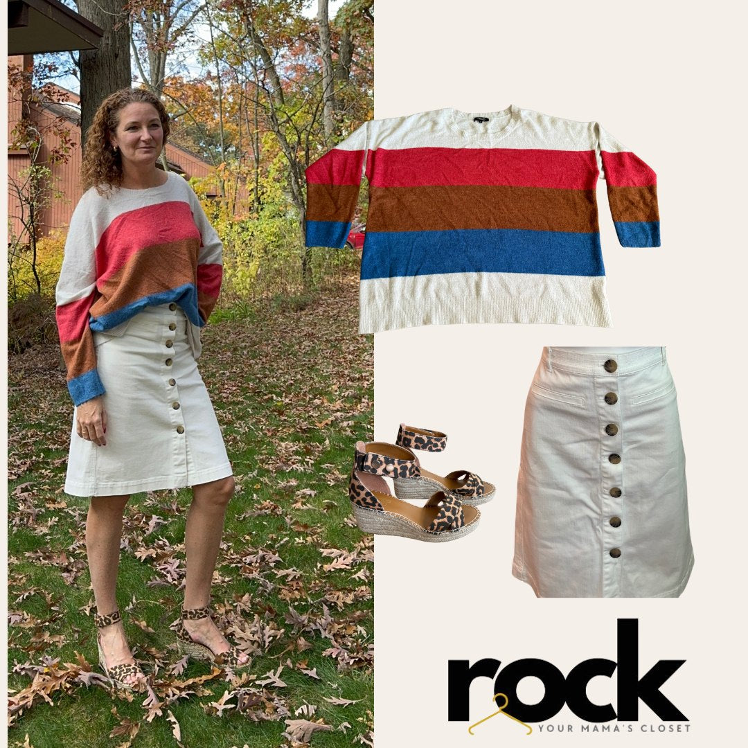 Wide stripe boxy sweater - 1XL