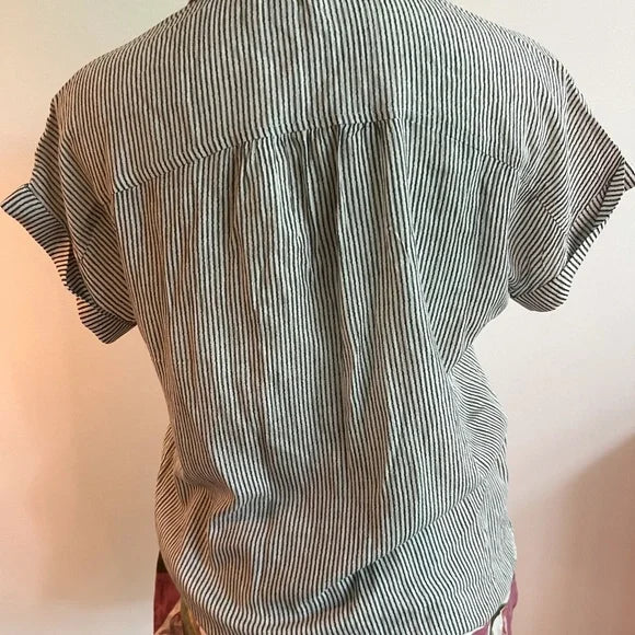 grey & white stripe short sleeve - Large