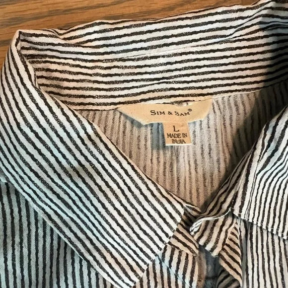 grey & white stripe short sleeve - Large