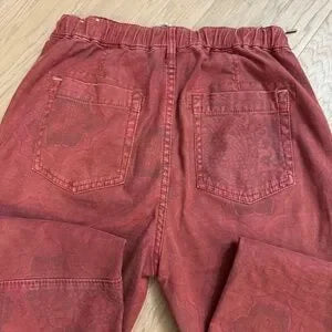 anthropologie patchwork red-pant - size xs