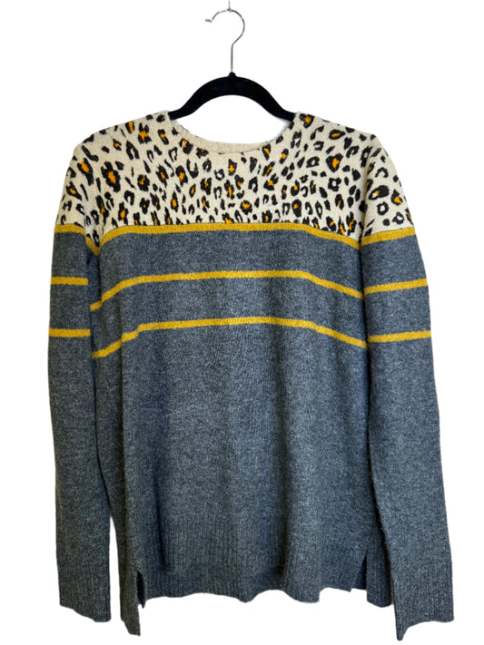 grey leopard stripe sweater - large