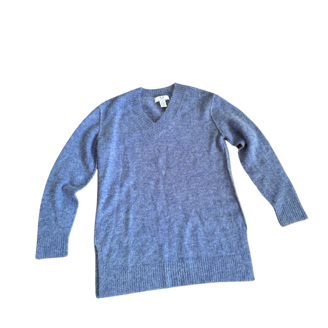 oversized blue v-neck sweater - Small