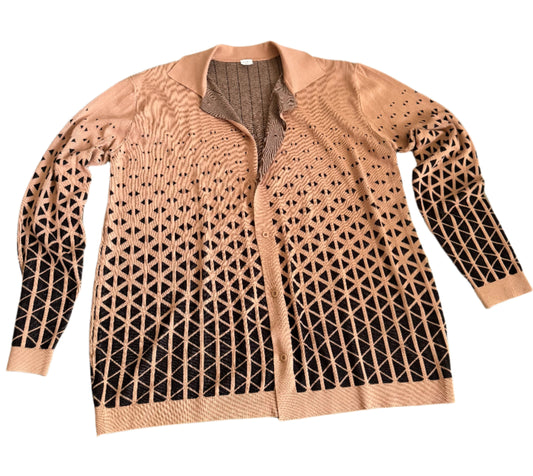 tan/black triangle button up cardigan - 5XL