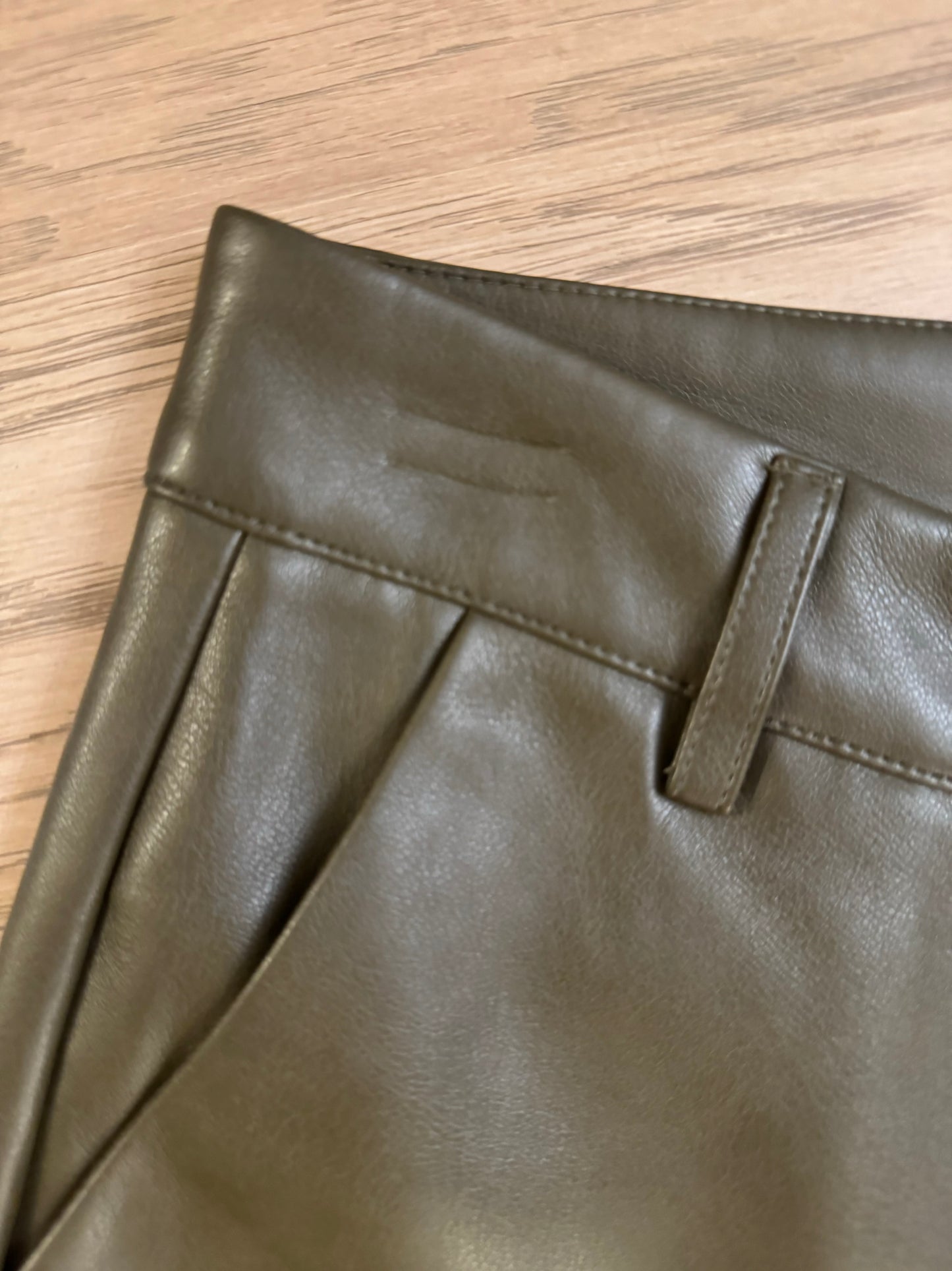 Anthropologie olive faux leather pants - small