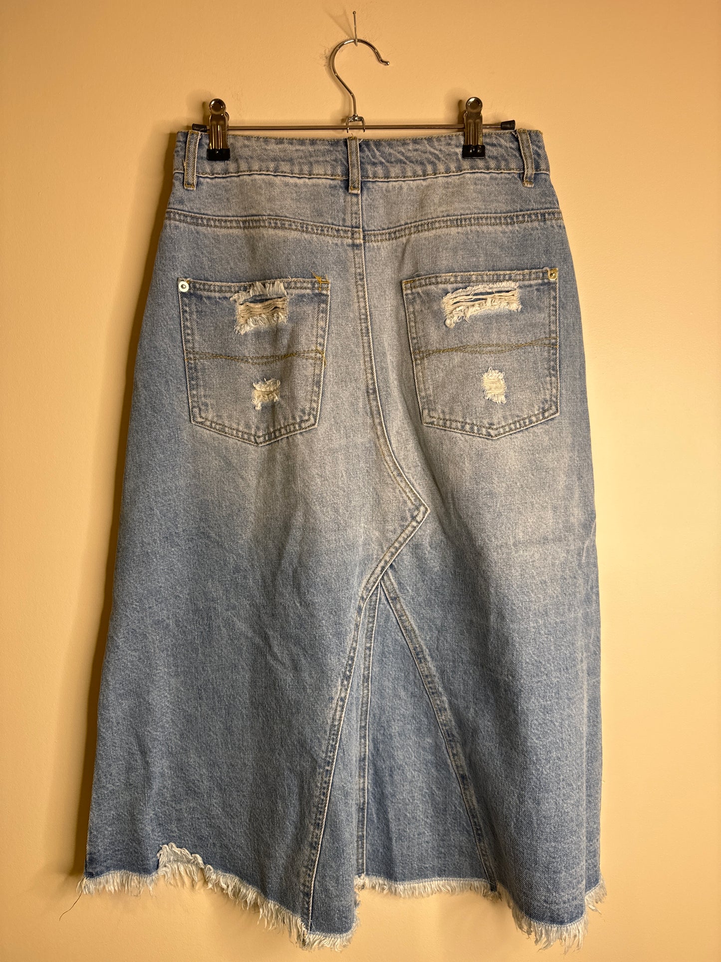 long a-line denim jean skirt - small