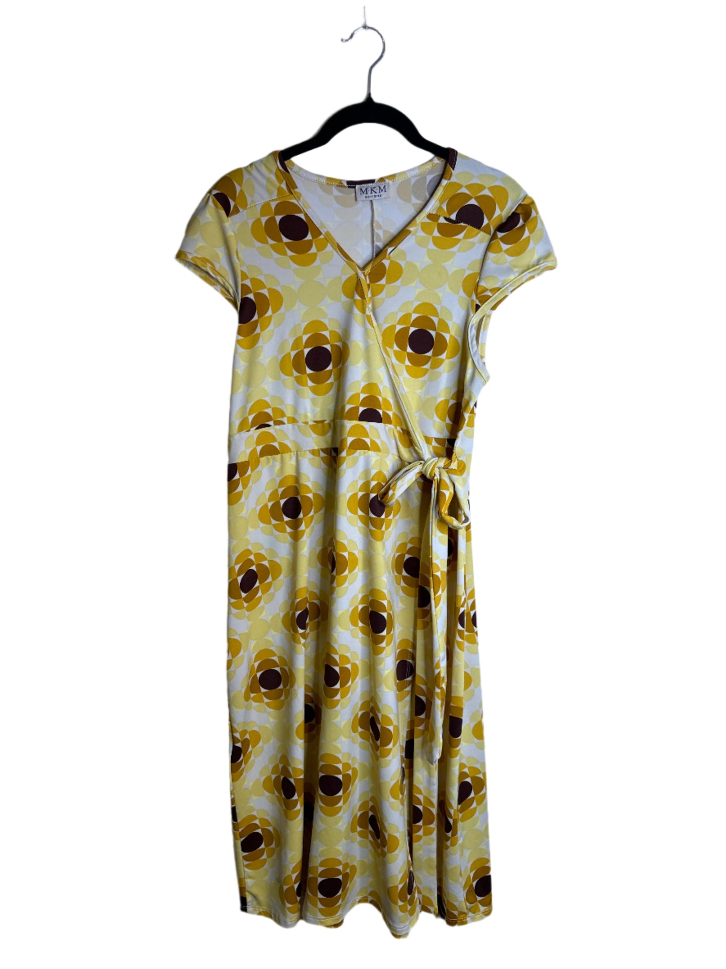 yellow gold retro wrap dress - small/medium