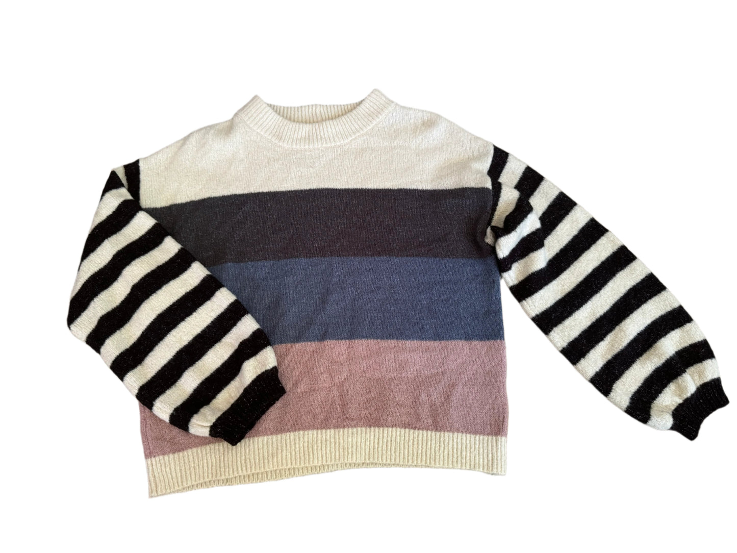 striped sweater w/stripe sleeves - small