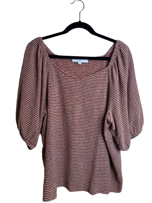 rust stripe short sleeve blouse - XL