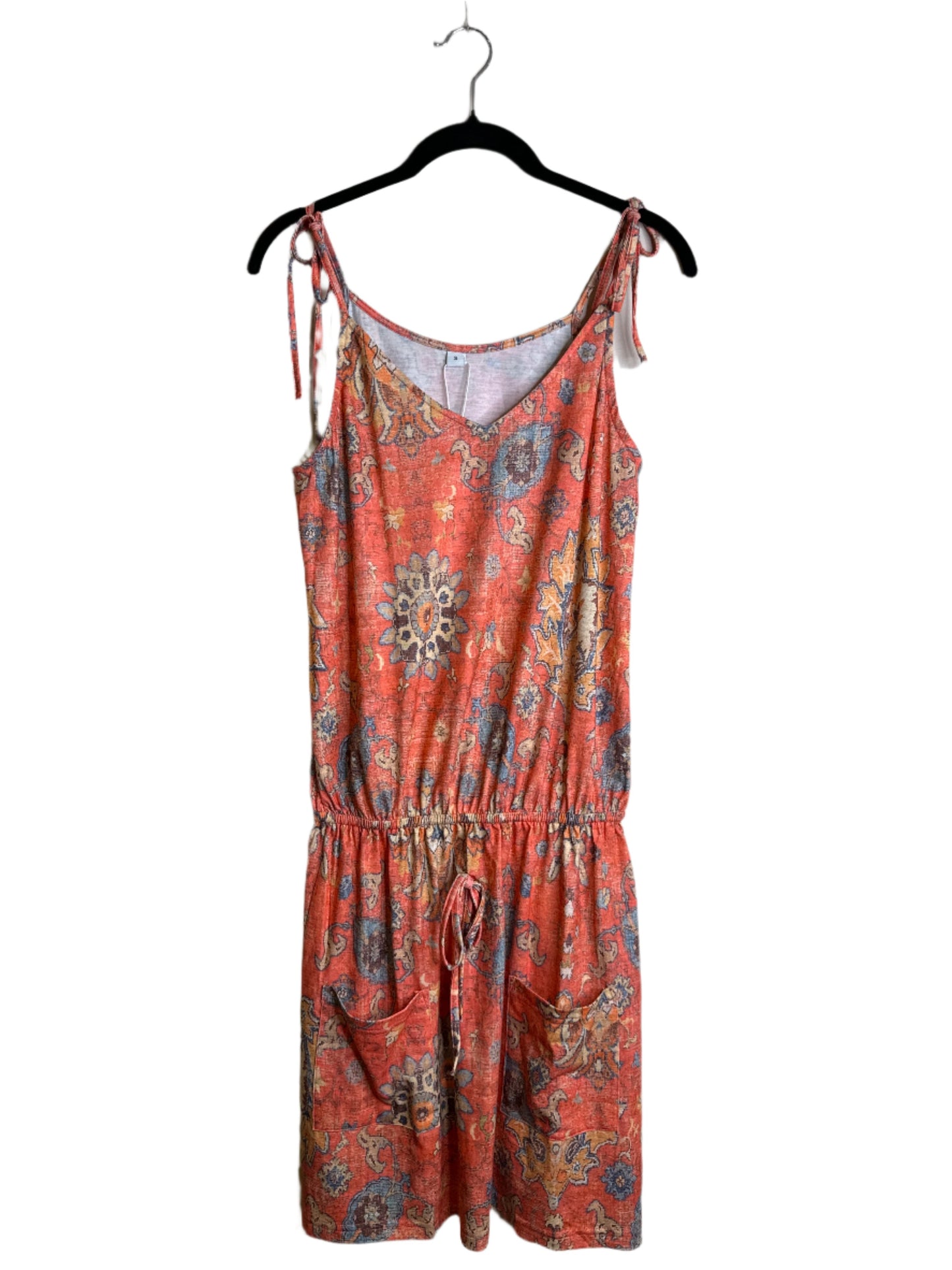 coral ikat tank dress - small