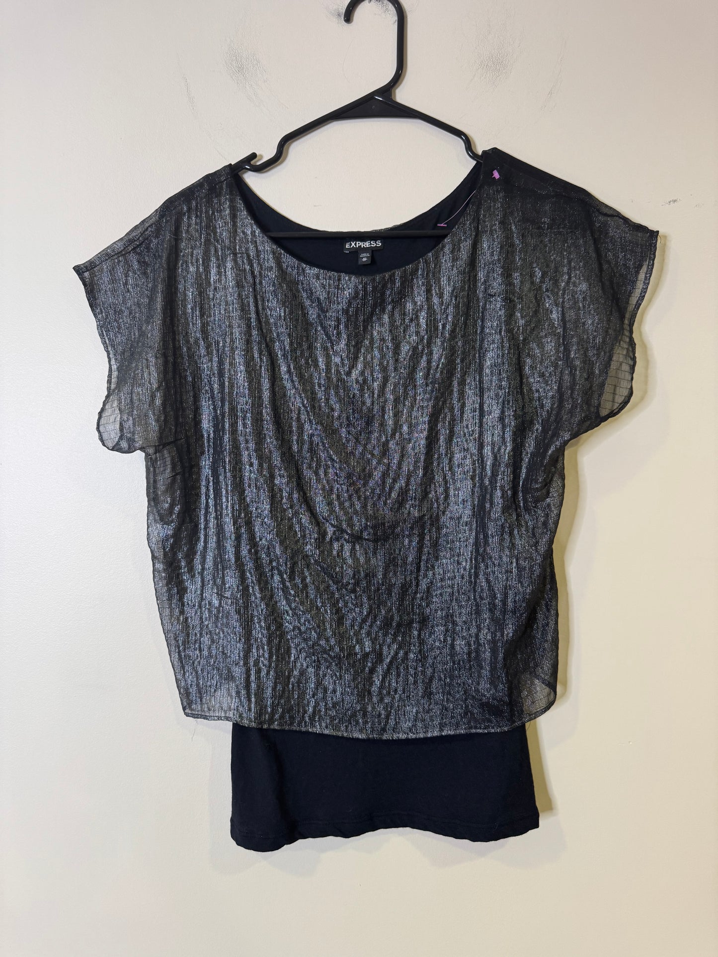 Express silver/black layered top - xs