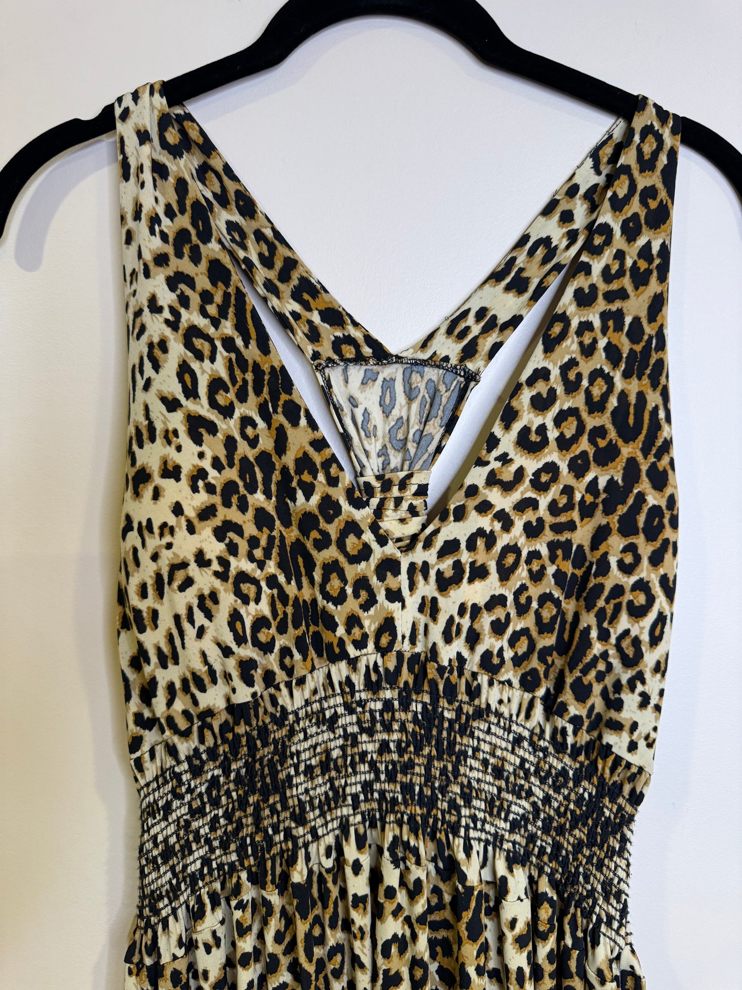 leopard print halter maxi dress - large