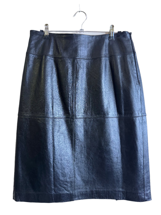 black genuine leather skirt - medium