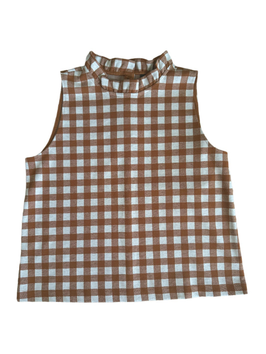 checked sleeveless top - size large