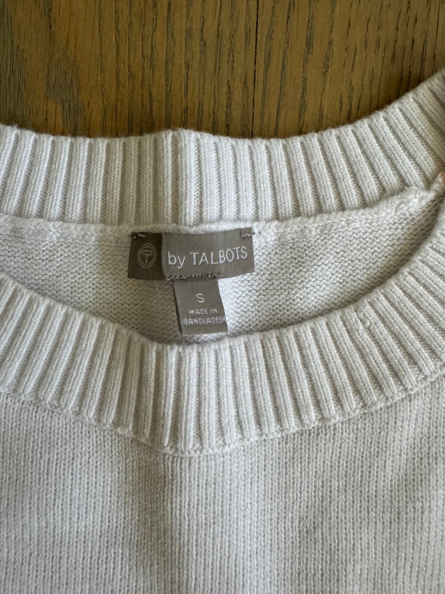 white sweater with retro stripes - small