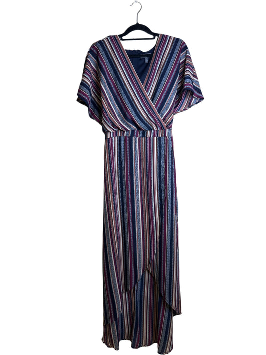 stripe v-neck long dress - size 16