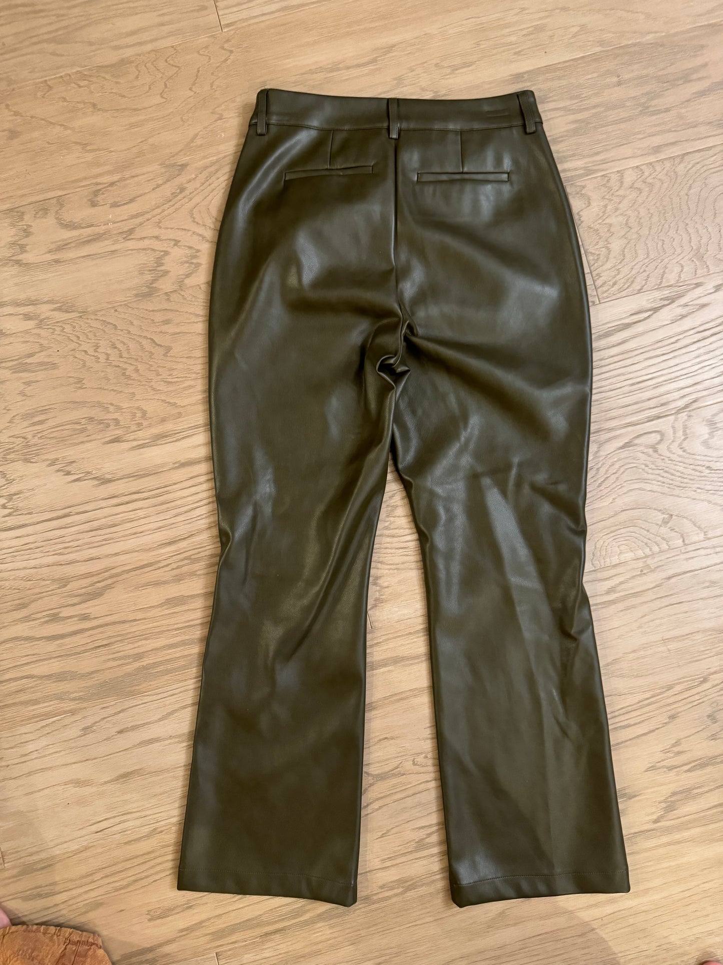 Anthropologie olive faux leather pants - small