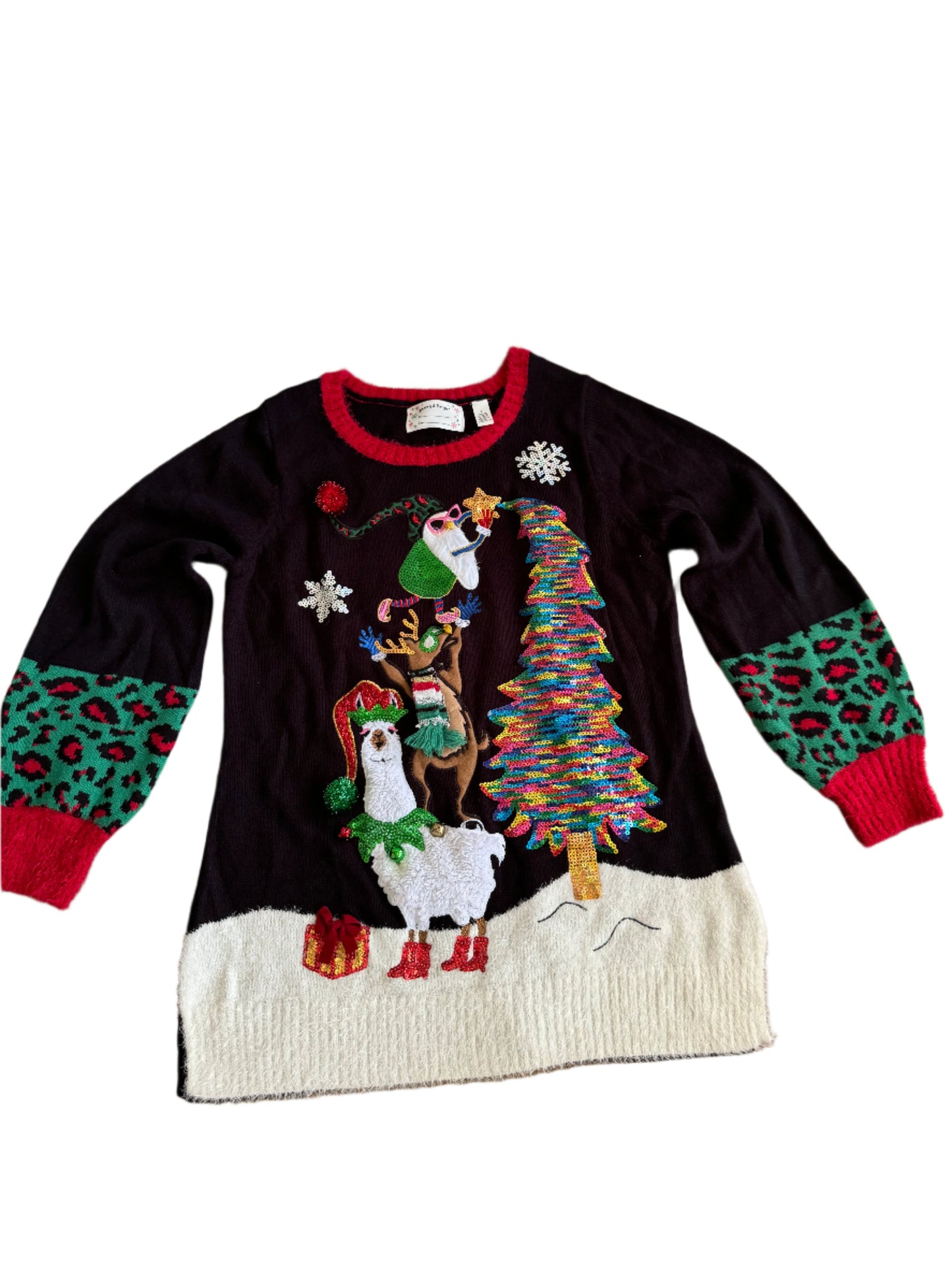 Llama/Gnome ugly Christmas sweater/dress - large