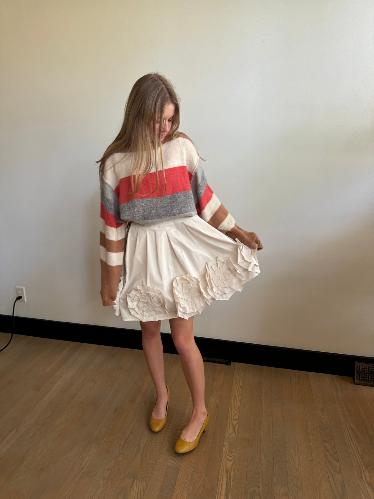 off white ruffle mini dress - size 2