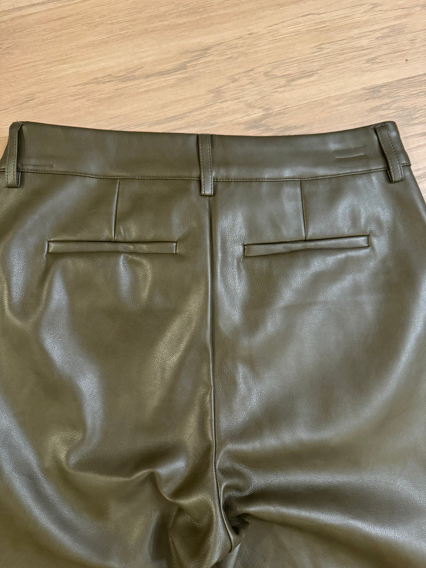 Anthropologie olive faux leather pants - small