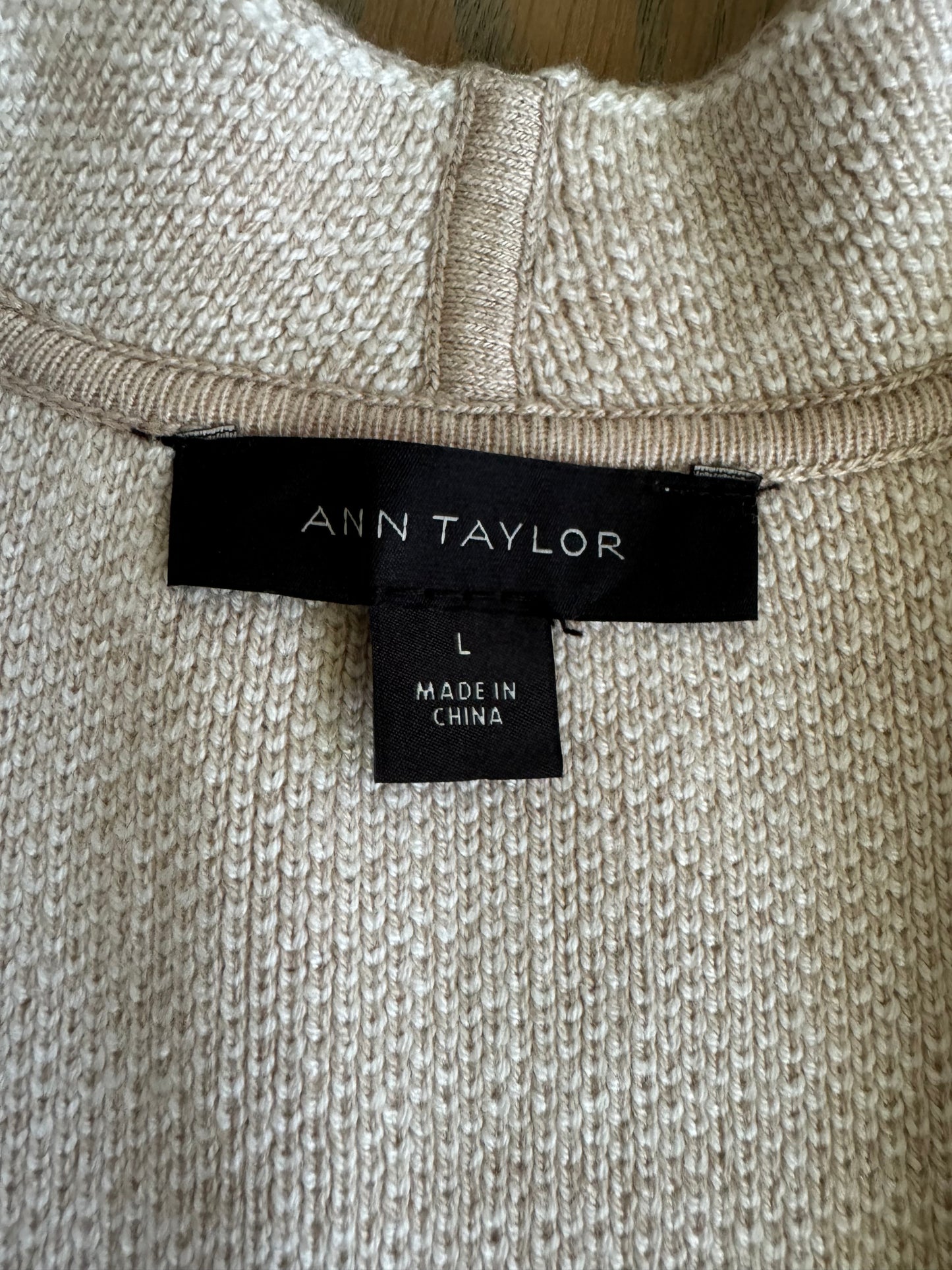 Ann Taylor white/tan long cardigan