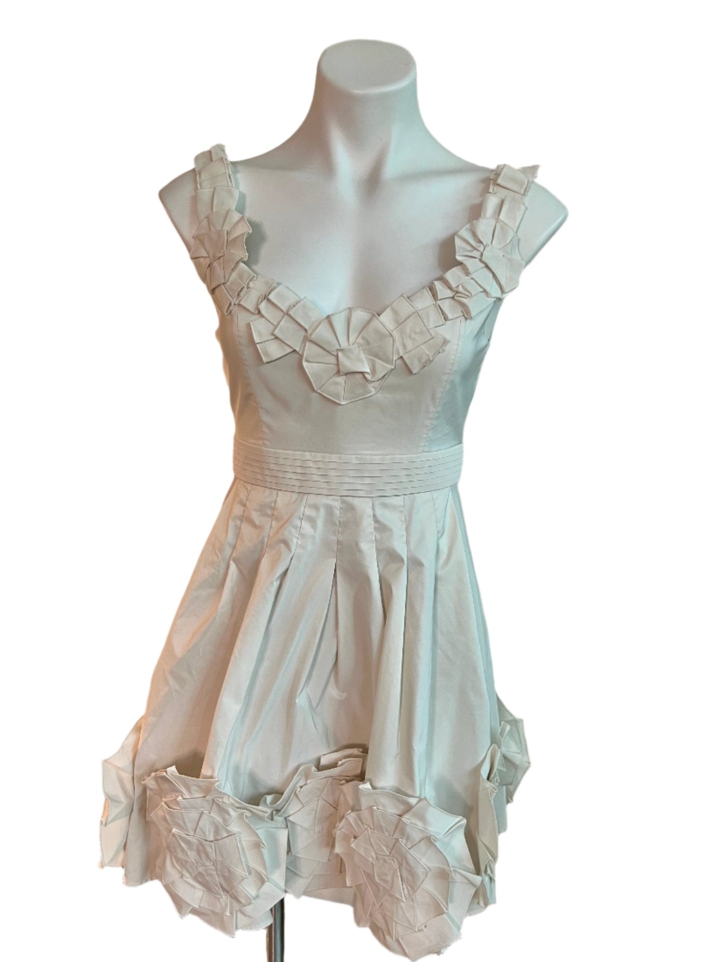 off white ruffle mini dress - size 2